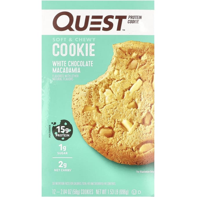 Quest Nutrition, Cookie Protéiné, Chocolat Blanc Macadamia, 12 paquets, 58 g (2,04 oz) chaque