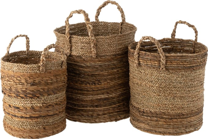 J-Line mand Lucie - jute - naturel - 3 stuks
