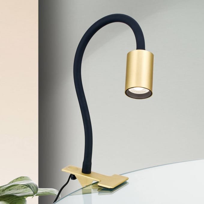 ORION LED klemlamp Kurt messing-mat