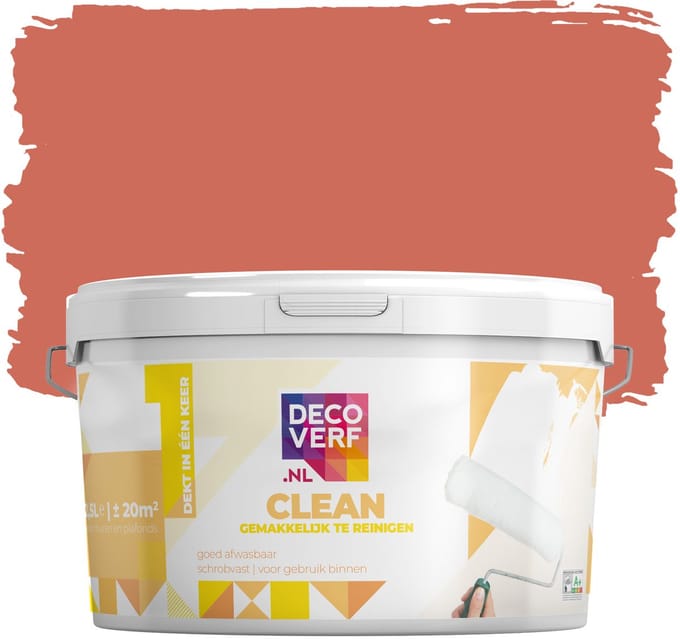 Decoverf clean muurverf terra rood, 2.5L