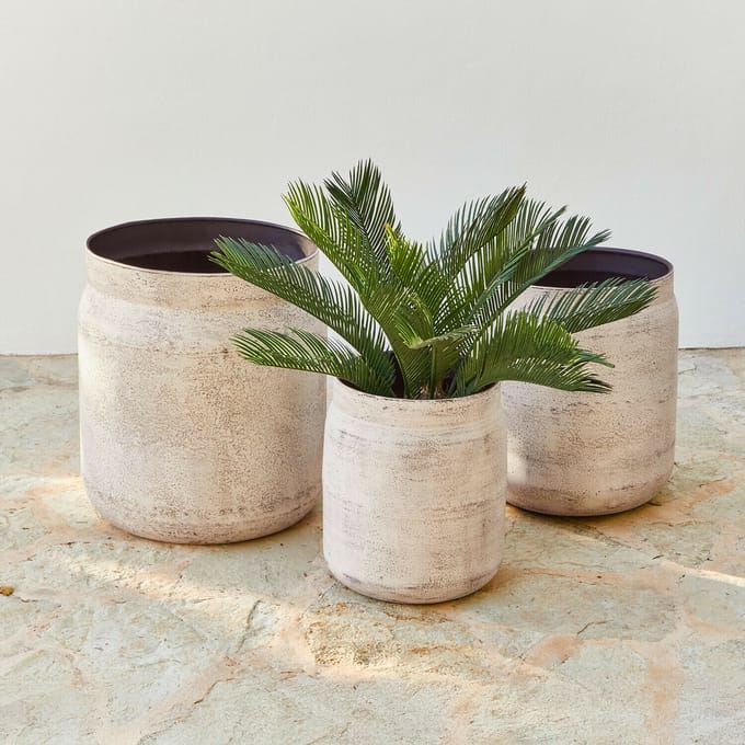 LOBERON Sierpot set van 3 Palivonde antiek crème/grijs