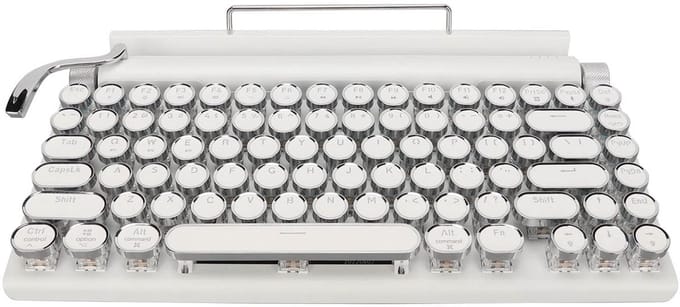 Retro Mechanical Bluetooth Gaming Keyboard met Blue Switch - 83 Toetsen - Wit