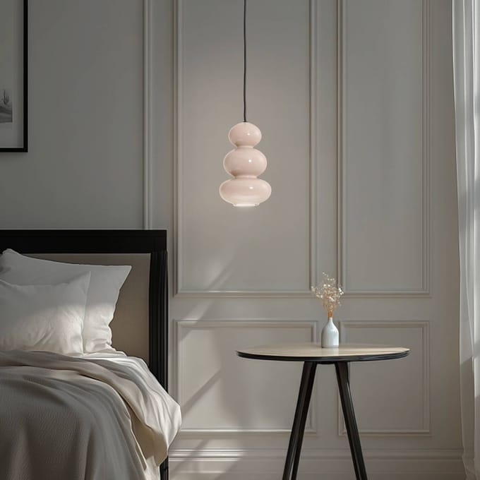 Argon Hanglamp Oman, glanzend grijs, glas, Ø 14 cm