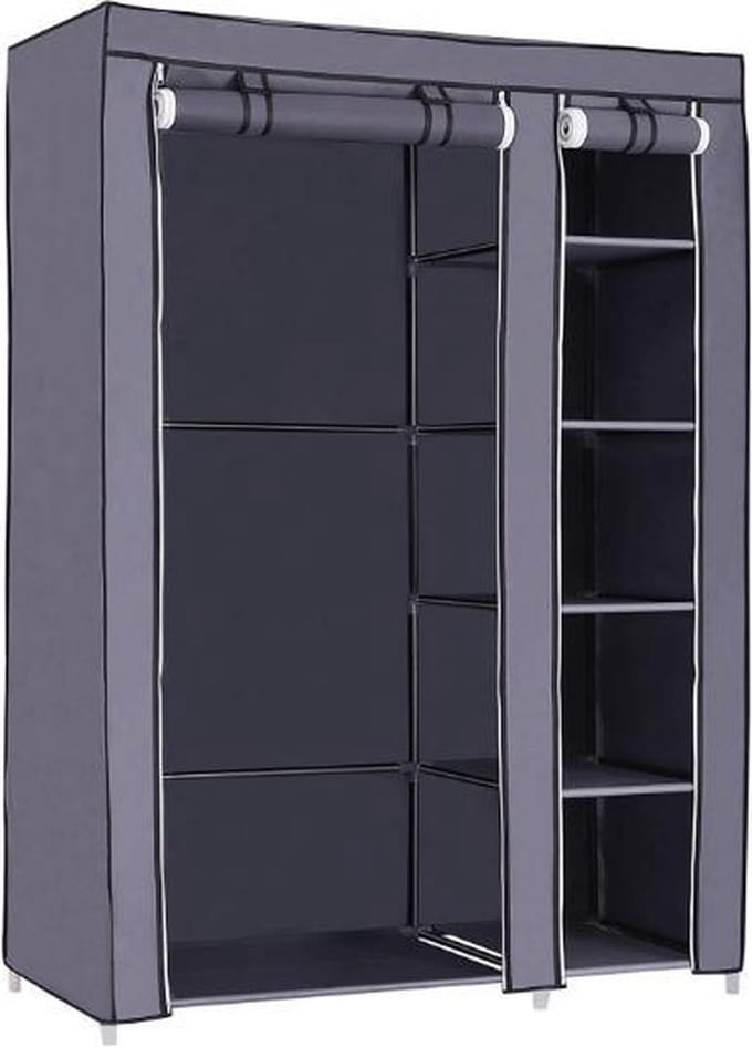 MIRA Home Kledingkast – Stalen Kledingkast – Basic – Staal – Grijs - 110x45x175