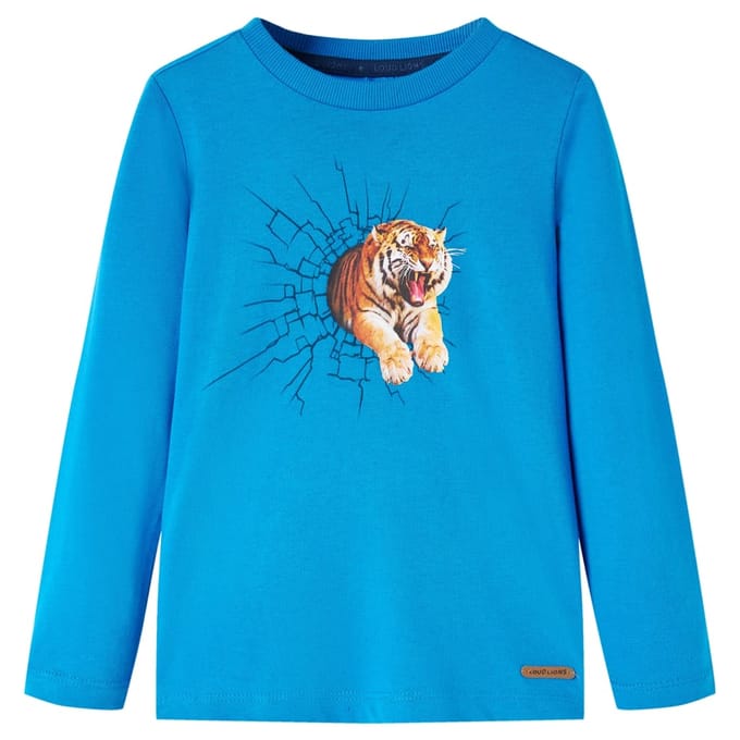 vidaXL - Kindershirt - met - lange - mouwen - 116 - kobaltblauw