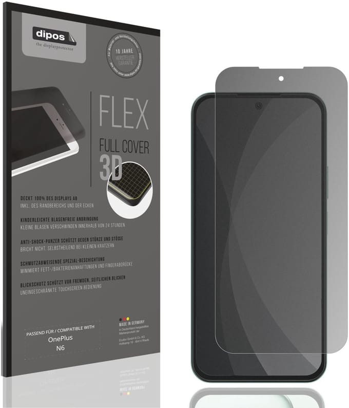 dipos FLEX – Matte Privacy Screenprotector geschikt voor OnePlus N6 | Volledige Schermbescherming | Case-Friendly