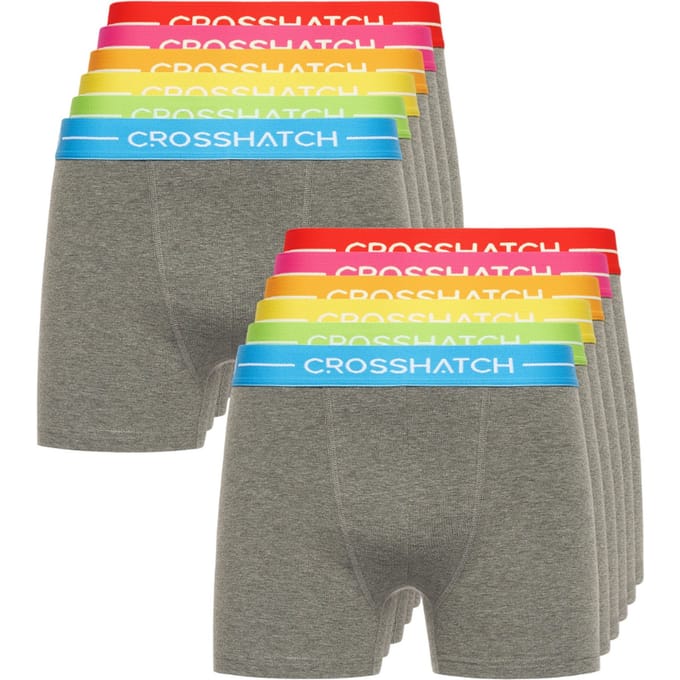 Crosshatch Heren Astral Boxershorts (Set van 12) (Houtskool mergel)