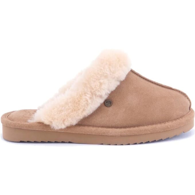 Warmbat Lismore Suede Dames Pantoffels - Camel- Maat 36