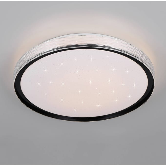 Reality Leuchten LED plafondlamp Varda, zwart, Ø 39 cm, afstandsbediening