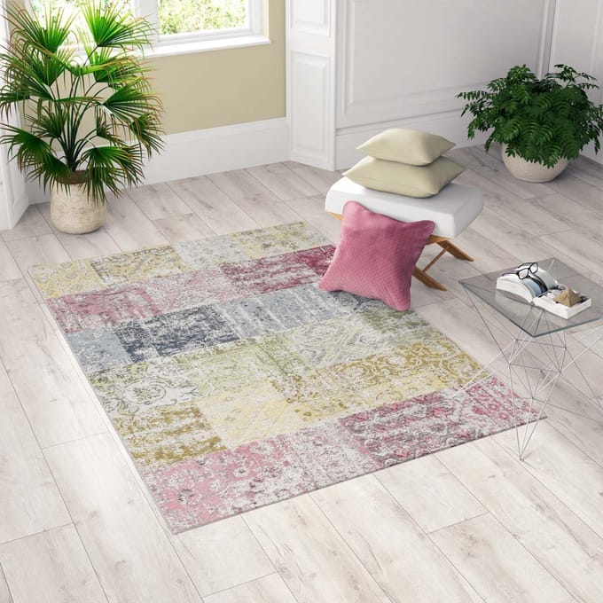 Patchwork Vloerkleed Cento - Pink Rainbow 160x230 cm