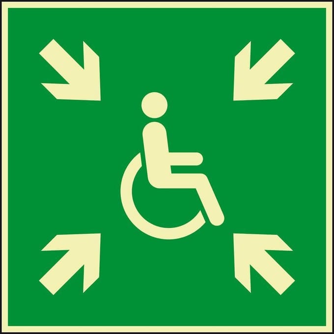 Extra lichtgevend verzamelplaats bord invaliden - aluminium - E024 400 x 400 mm
