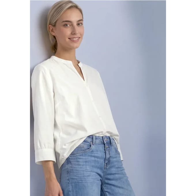 Blouse met 3/4-mouwen en split in de hals