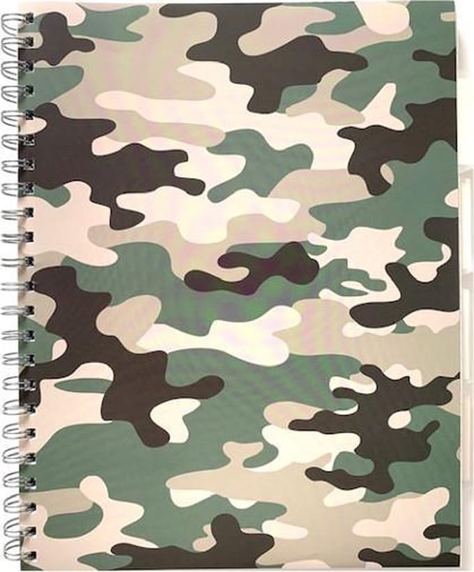 Projectboek A4 23rings 100 vel + 4tabs - Camouflage Groen-Bruin - Gratis Verzonden