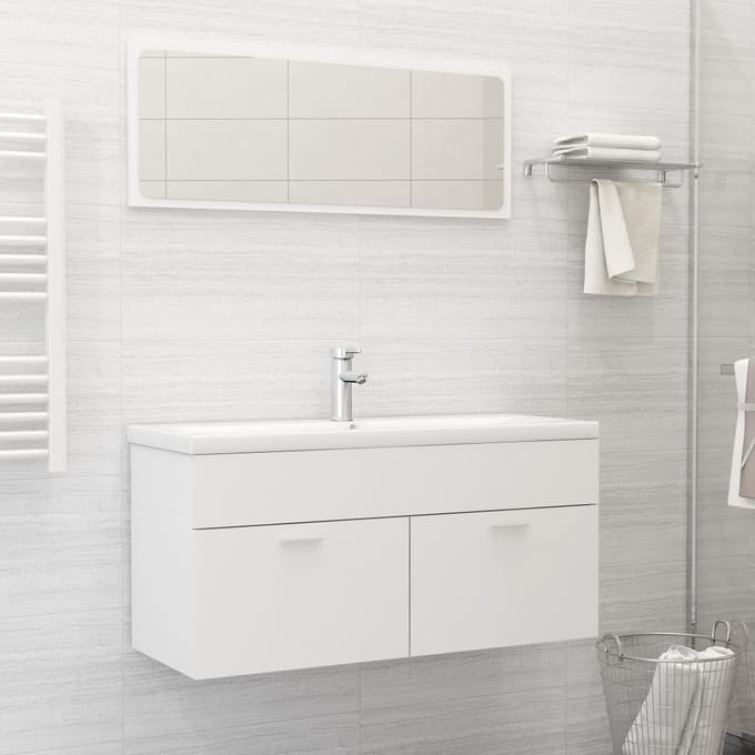 vidaXL - Wastafelkast - met - ingebouwde - wastafel - spaanplaat - wit