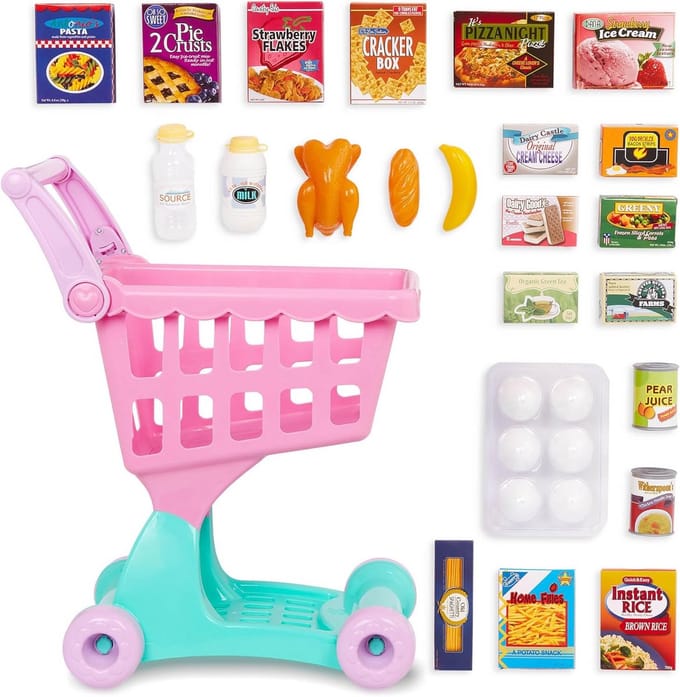 Grote Speelgoed Winkelwagen met Boodschappen voor Kinderen