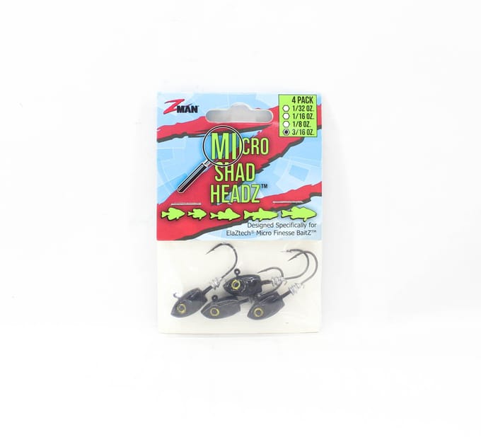Zman Jighead Micro Shad HeadZ 3/16 oz Taille 2 4/paquet Noir (6797) white