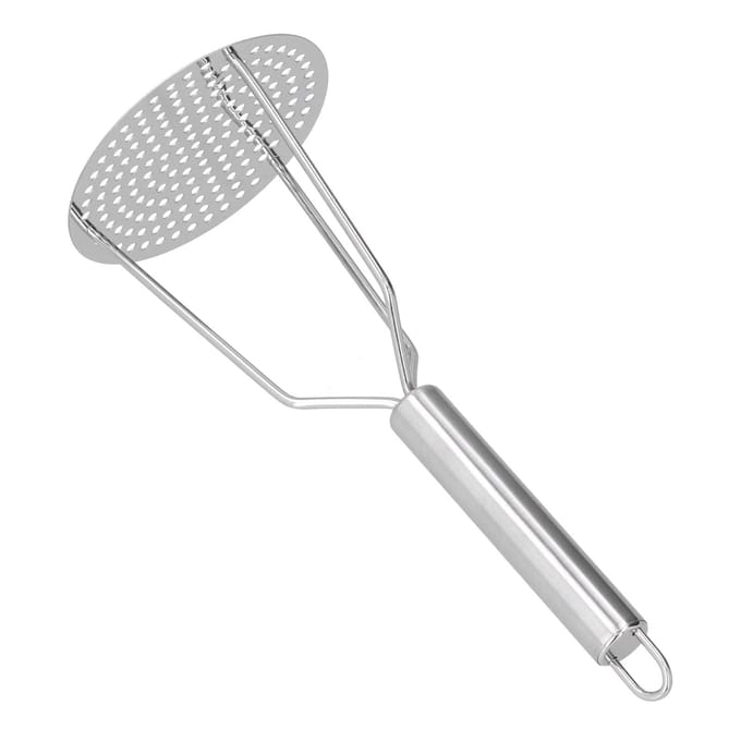 Presse-purée en acier inoxydable Presse-purée à fruits et à viande avec manche ergonomique pour la cuisine white