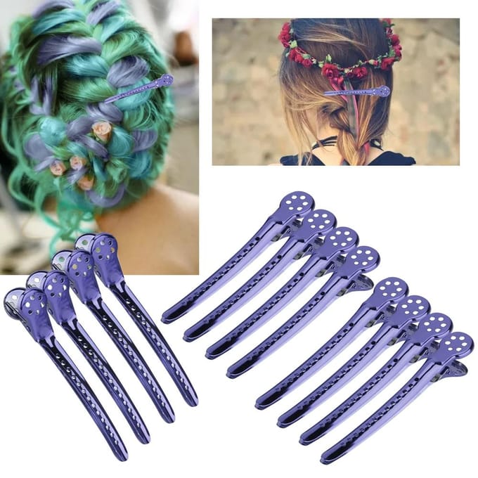 Doos met 12 haarclips voor het verdelen van haar in secties, paars. paars