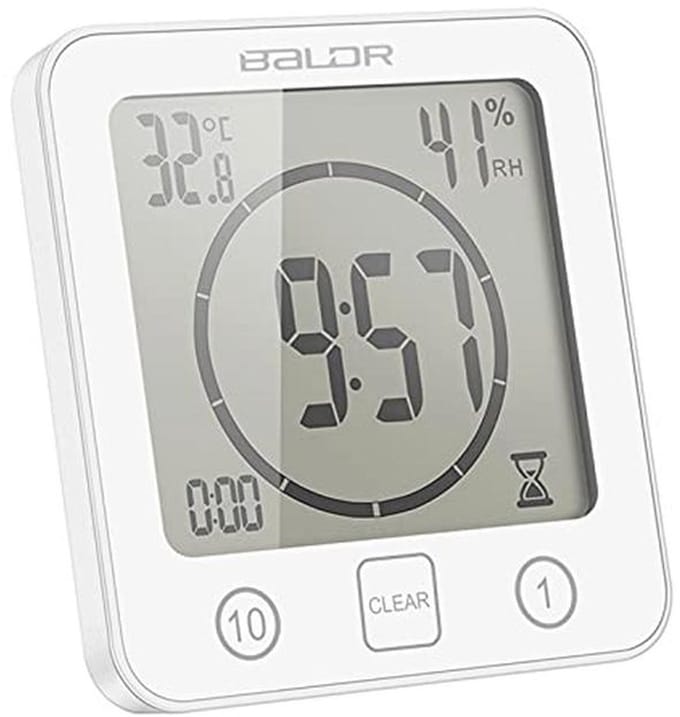 Digitale Badkamerklok met Temperatuur en Vochtigheid | LCD Display, Timer & Alarm