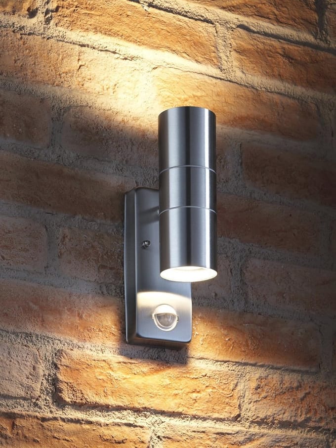 Bewegingssensor Buitenwandlamp Roestvrij Staal Up & Down - Warm Wit