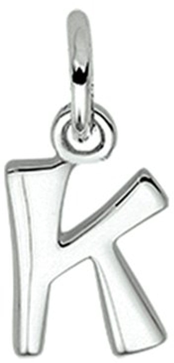 Zilver Gerhodineerde Hanger letter K 1330008