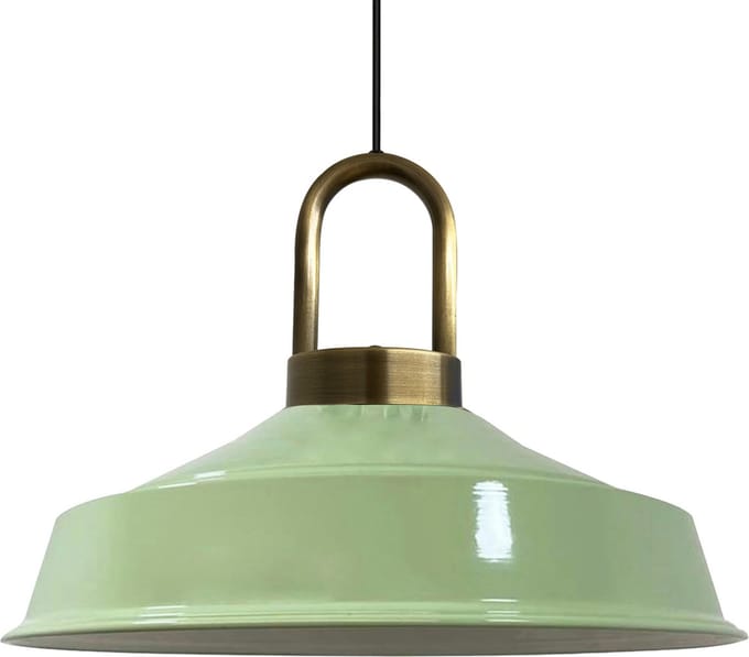 Bamyum Asletl-Lock Hanglamp Industrieel van Metaal Ø40 cm, Vintage Hanglamp, E27, Mintgroen Lamppendel