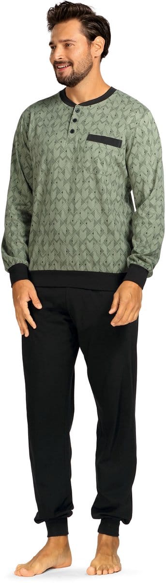 Comte - Heren pyjama - Katoen - Groen met motief - Maat XL
