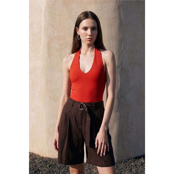 Dames Hoge Taille Ceinture Wijde Shorts