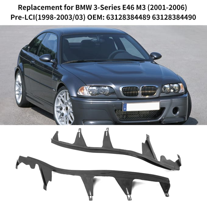 Koplampafdekstrip Trimstrip Links & Rechts Vervanging voor BMW 3-Serie E46 M3 (2001-2006) zwart