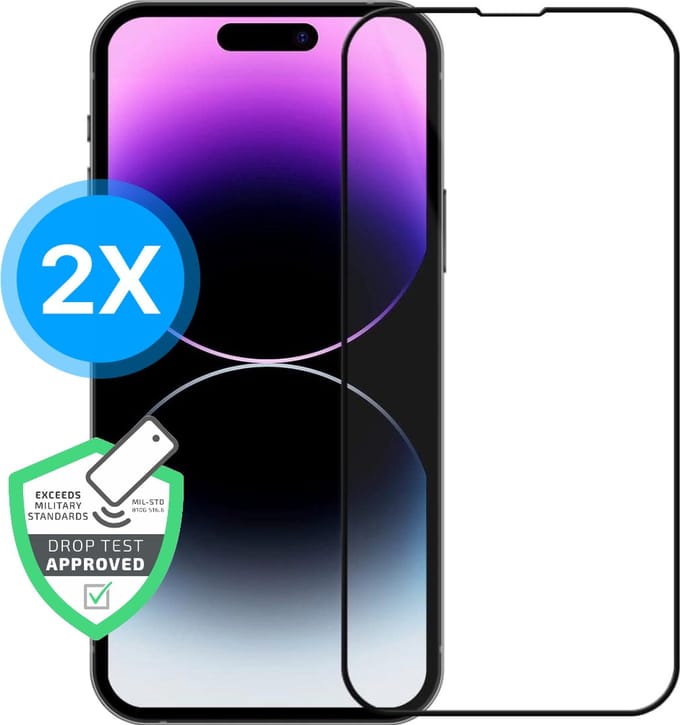 2x Screenprotector - Geschikt voor iPhone 14 Pro Max - Screen Protector - Full Cover - Plakgarantie