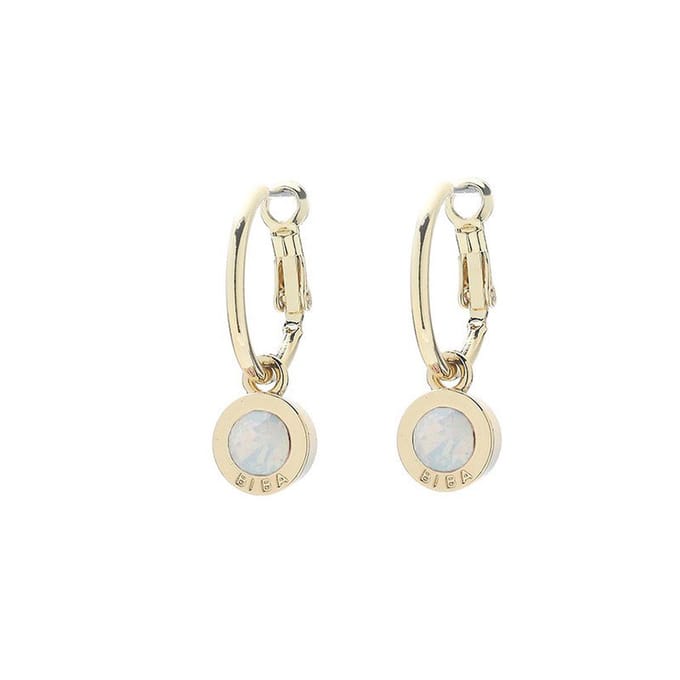 Biba Oorhangers Goud met gekleurde steen Groot White Opal