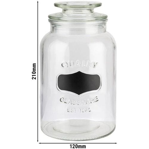 GGM Gastro (6 Stück) Vorratsglas - NOTE - 1,5 Liter - inkl. Glasdeckel mit Dichtung & Beschriftungsfeld