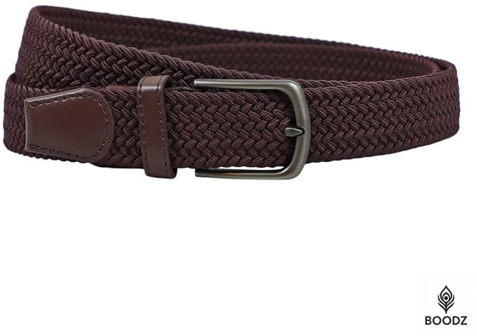 Boodz Gevlochten Elastische Riem Bruin | Maat