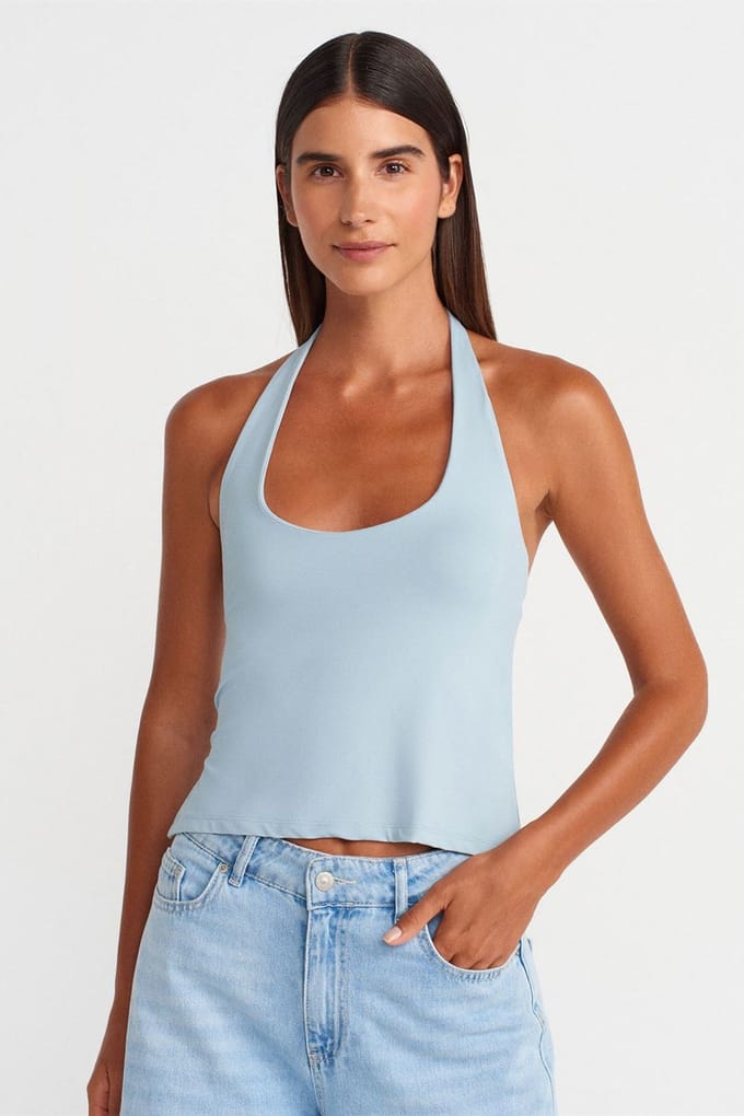 Slim Fit Halter Neck Cut-Out Top