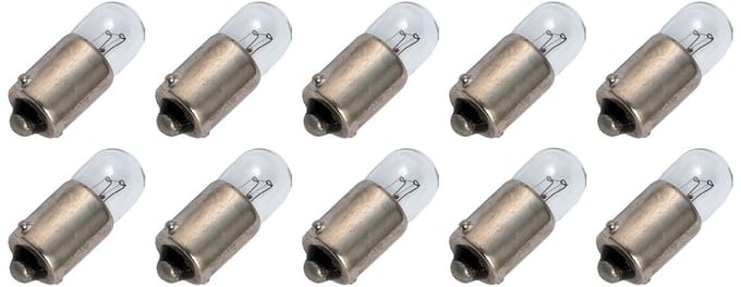 Signaallamp BA9S 6V 0.6W - 100 mAh - 10 stuks - T9 Gloeilamp Ø9mm - 23mm - 2500K - Dimbaar