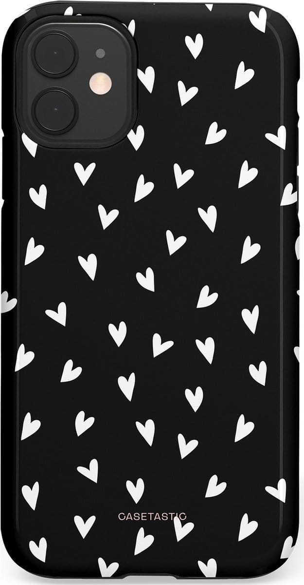 Casetastic hoesje geschikt voor Apple iPhone 11 - Dubbellaagse bescherming - Stippen Hart - Fashion Case - Zwart Grijs
