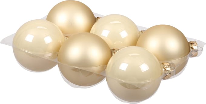Othmar Decorations Kerstballen - 6x st - champagne - D8 cm - glas - mat-glans - kerstversiering