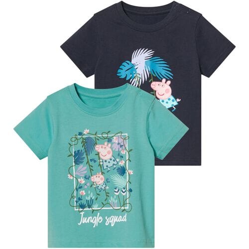 Lidl 2 kinder T-Shirts Peppa Pig (Donkerblauw/turqouise, 86/92)