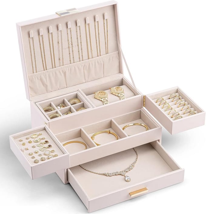 Grote Sieradendoos met Uitschuifbare Lade - Sieraden Organiser voor Dames en Meisjes