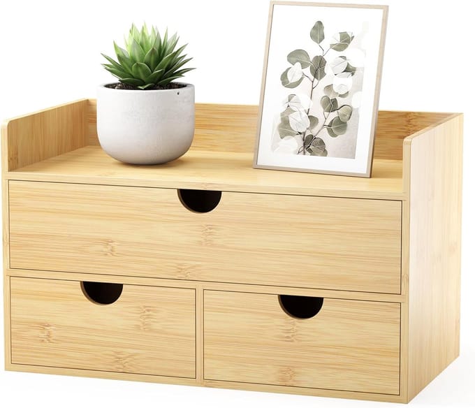Bamboe Desktop Organizer met La en Plank voor Kantoor en Bureau