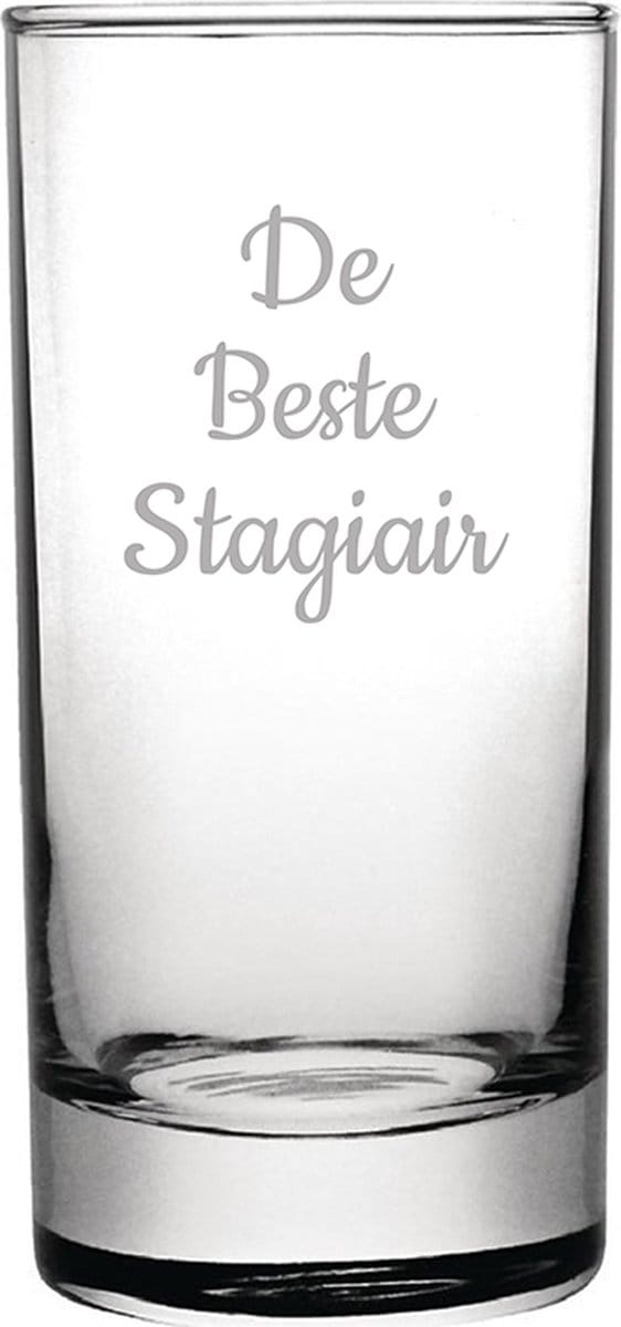 Gegraveerde longdrinkglas 28,5cl De Beste Stagiair