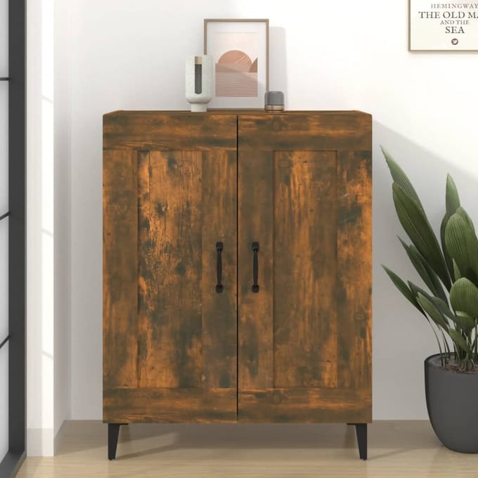 vidaXL - Dressoir - 69,5x34x90 - cm - bewerkt - hout - gerookt - eikenkleurig