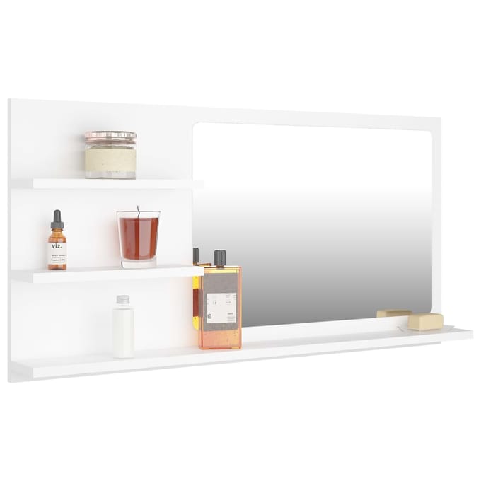 vidaXL - Badkamerspiegel - 90x10,5x45 - cm - bewerkt - hout - wit