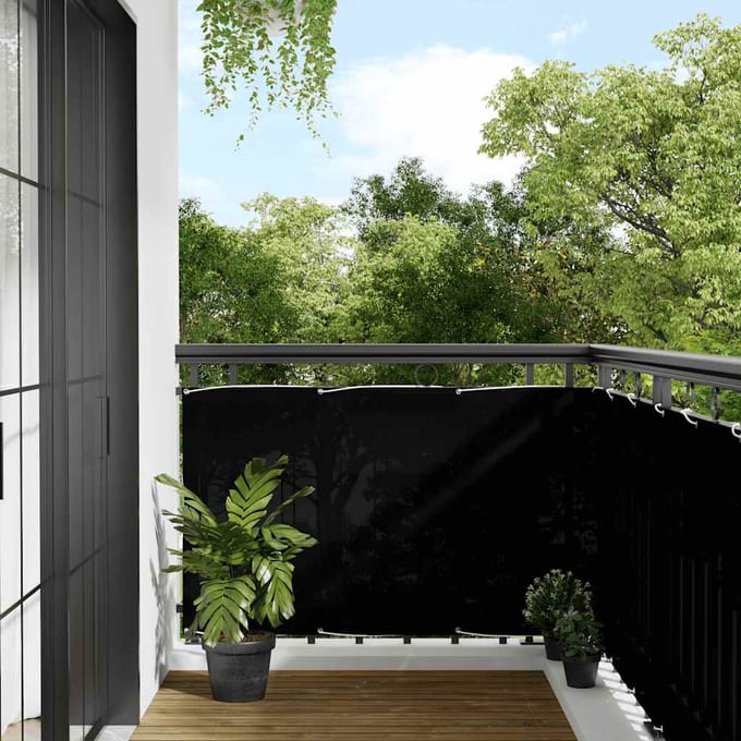Balkon Privacy Scherm Zwart 90 x 1000 cm 100 procent Polyester Oxford