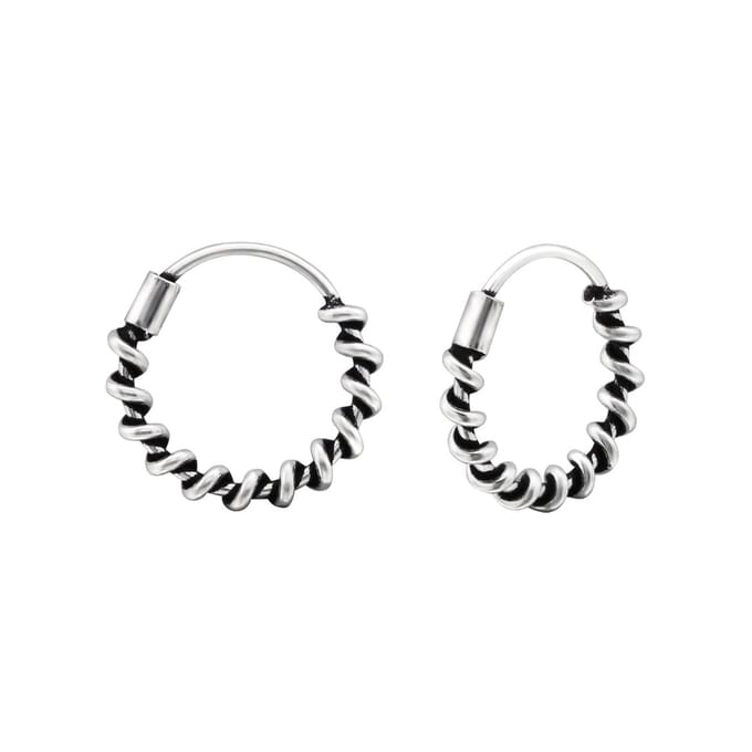 Montebello Oorbellen Capri Small - 925 Zilver Geoxideerd - Bali - 2mm - ∅12mm