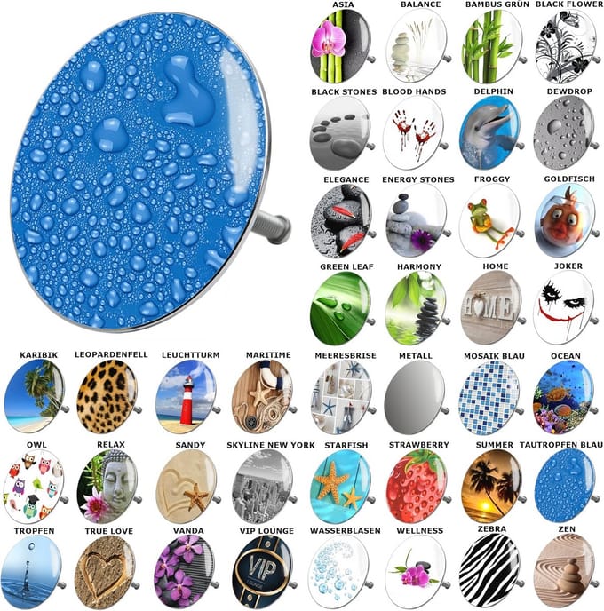 Universele Badstop Dauwdruppels Blauw - Hoge Kwaliteit Badkamer Accessoire