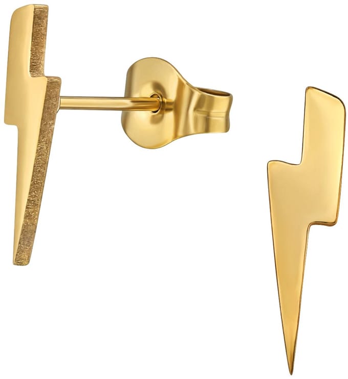 CS Joy - Bliksem oorbellen - Chirurgisch staal - 3 x 13 mm - ip/pvd gold plated
