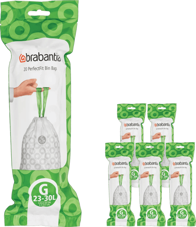 Brabantia PerfectFit Vuilniszakken - 30 l - Code G - 6 rollen x 20 stuks