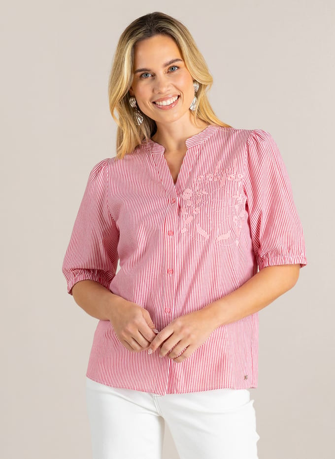 IVY BEAU Gaja Tops - Stone Red/White - maat 42