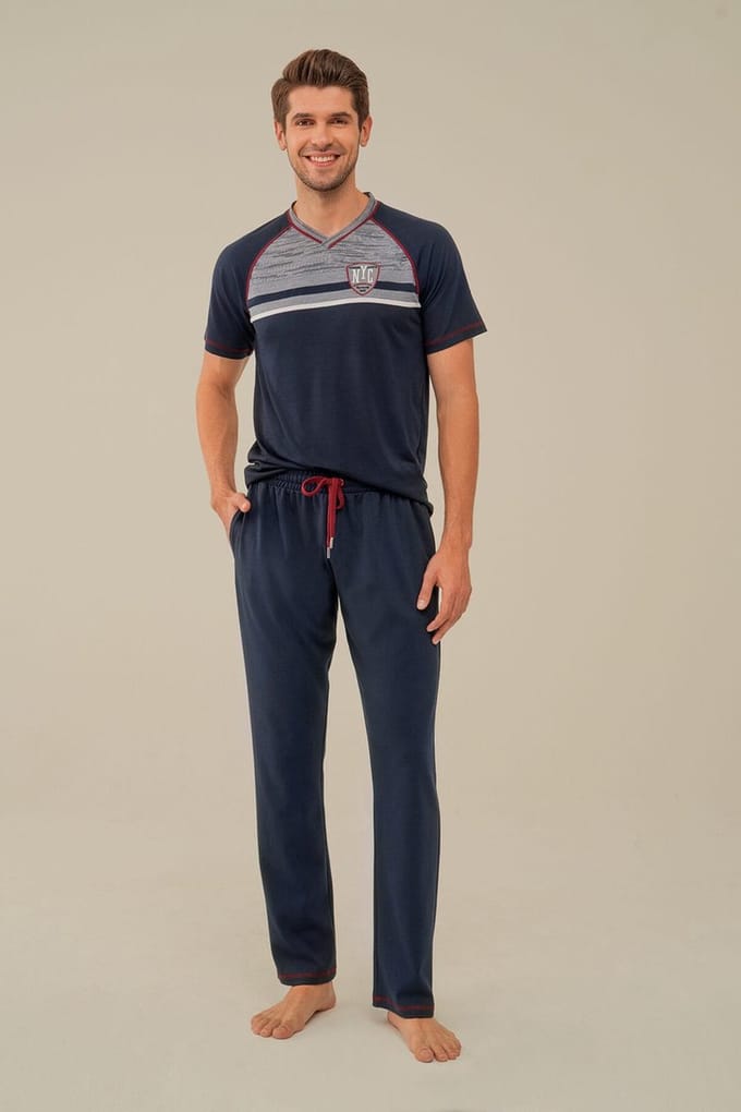 Feyza - Heren Pyjama Set, Korte Mouwen - S